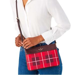 NWT Kate Spade Leila Plaid Triple Gusset Crossbody Bag
